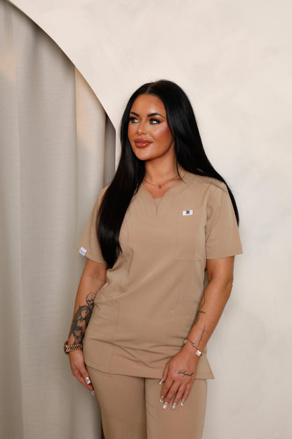 Caramel Natasha Scrub Top